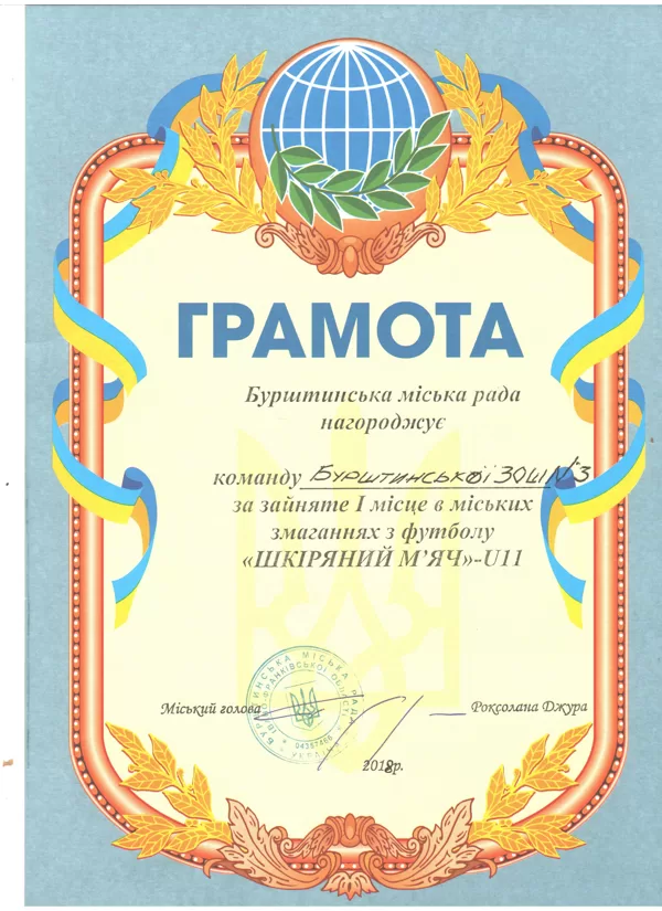 І місце у змаганнях "Шкіряний м'яч" 2018 р.