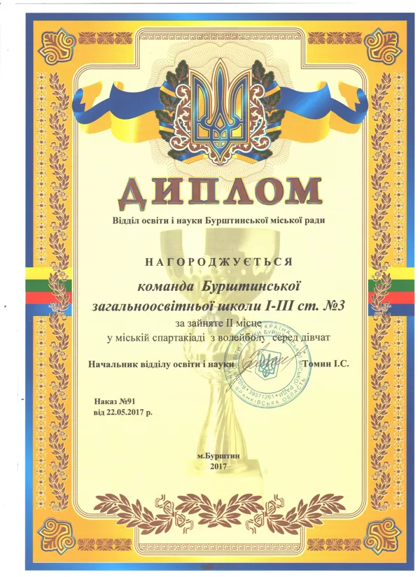 ІІ місце у міській спартакіаді з волейболу серед дівчат 2017 р.